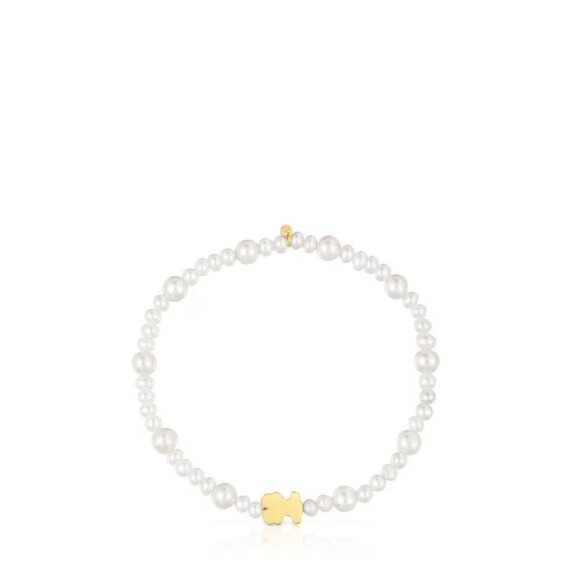 Tous Elastic Cultured Pearl Bracelet with Bear Motif Sweet Dolls - Picture 3 of 10
